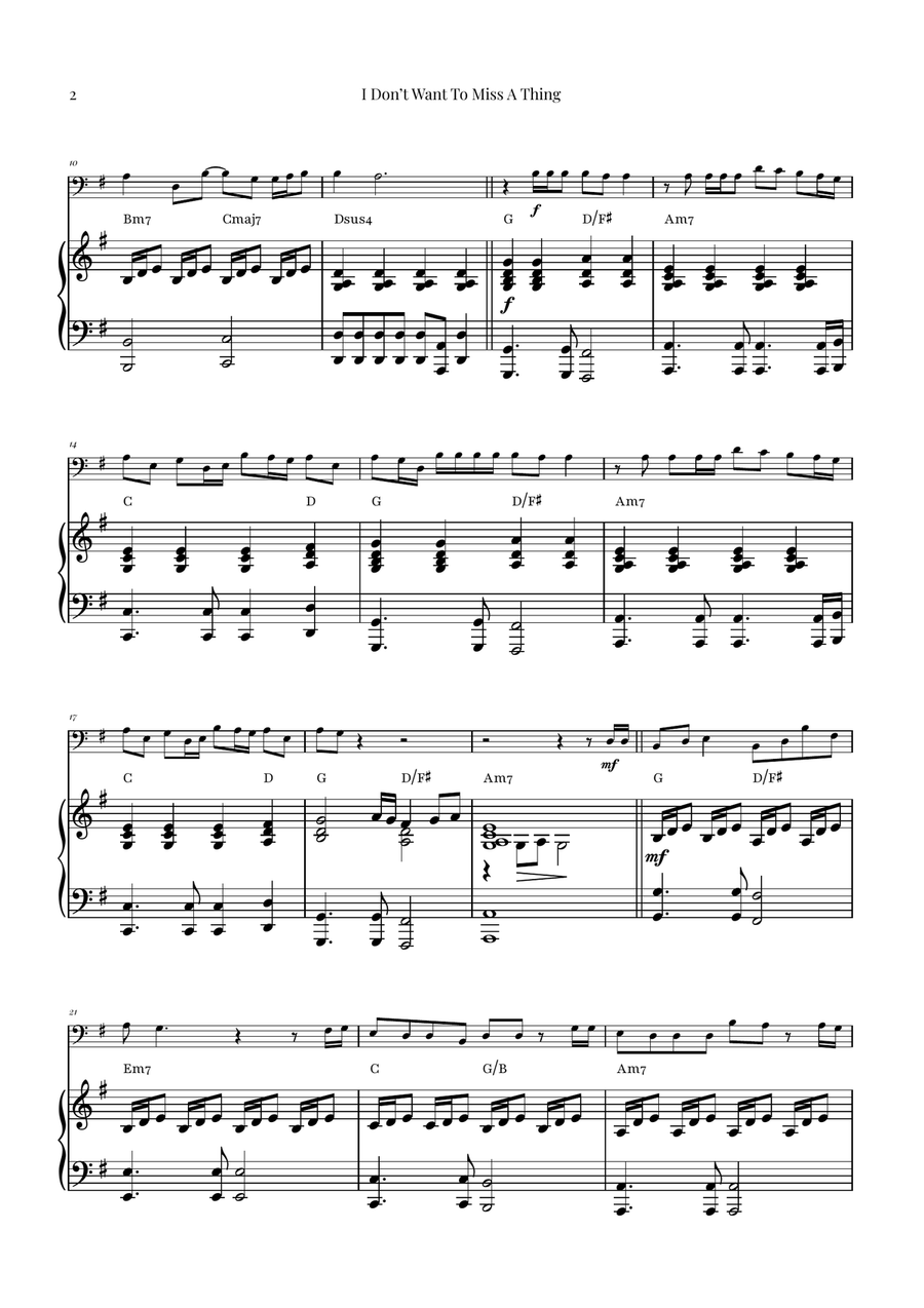 I Don't Want To Miss A Thing Piano scores gallery preview page 2