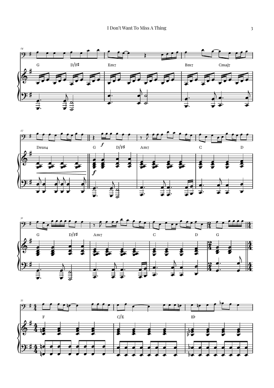 I Don't Want To Miss A Thing Piano scores gallery preview page 3