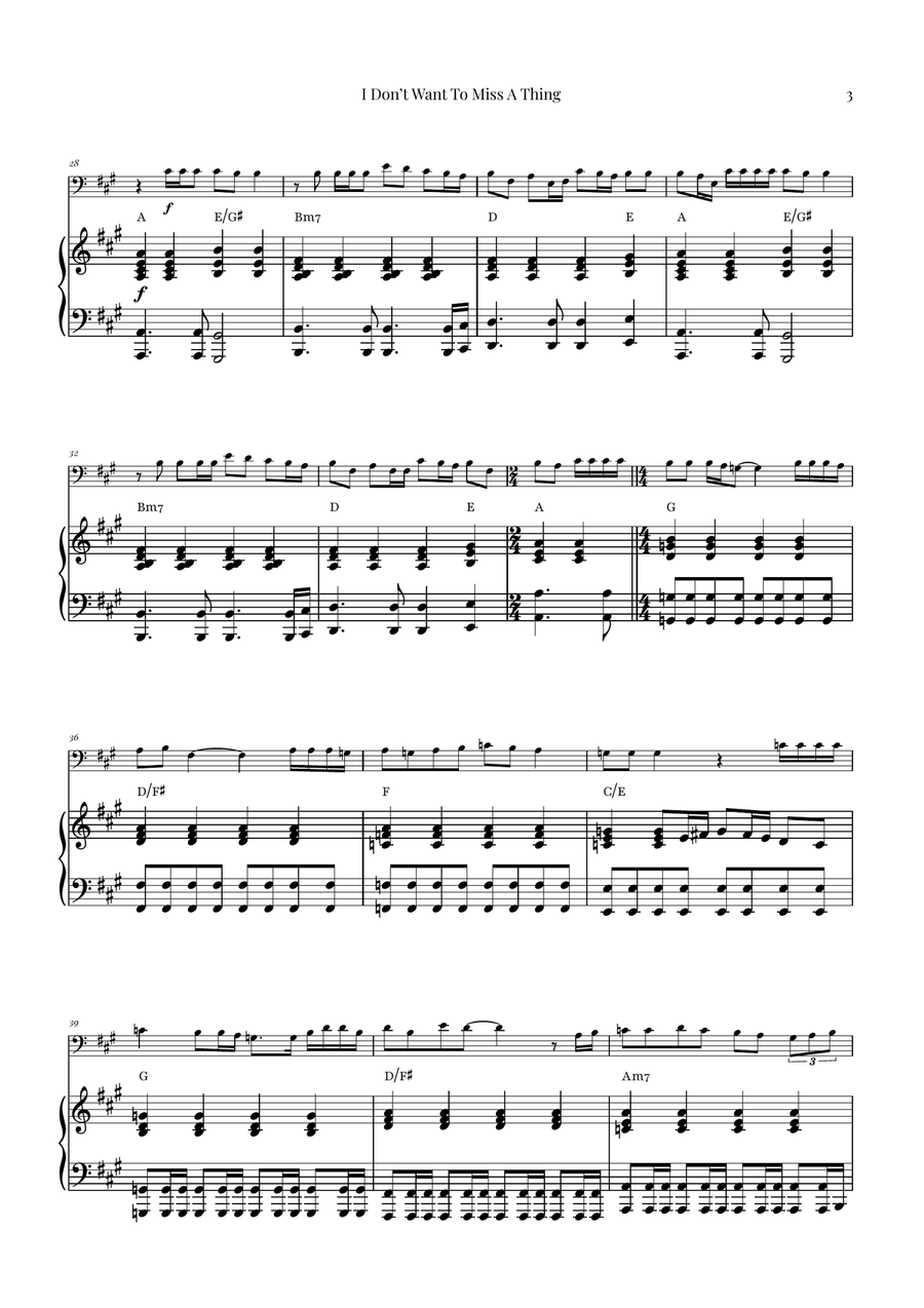 I Don't Want To Miss A Thing Double Bass scores gallery preview page 3