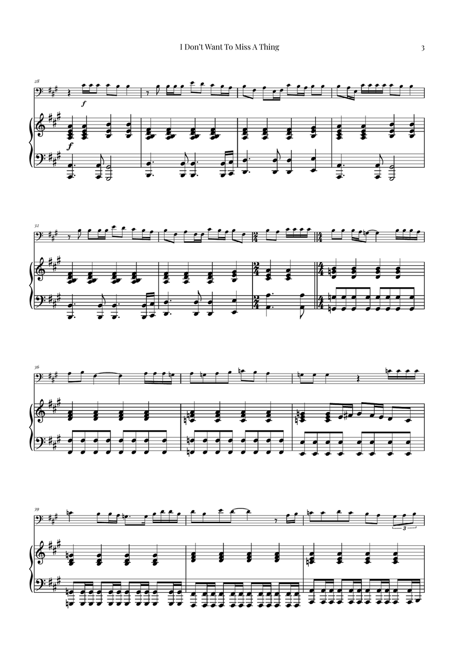 I Don't Want To Miss A Thing Double Bass scores gallery preview page 3