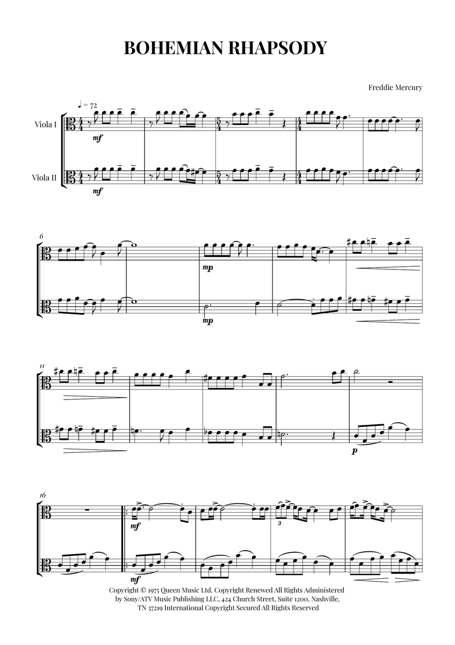 Bohemian Rhapsody Bohemian Rhapsody String Duet scores gallery preview page 1