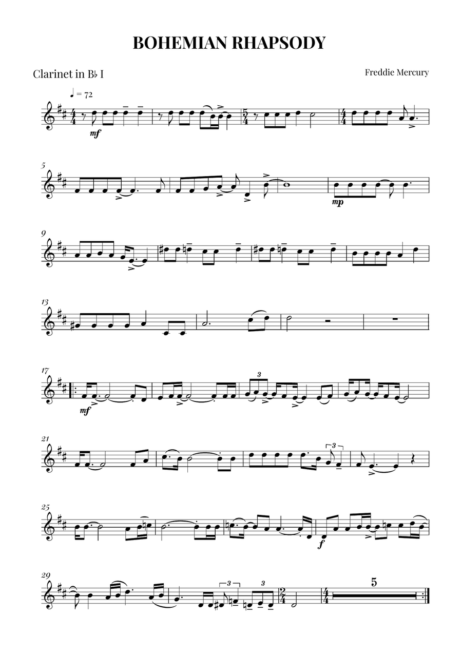 Bohemian Rhapsody Bohemian Rhapsody Woodwind Quartet scores gallery preview page 4