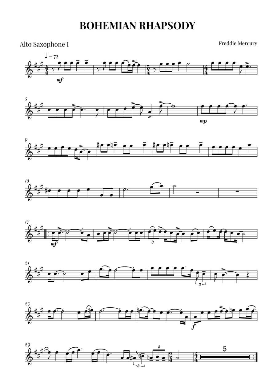 Bohemian Rhapsody Bohemian Rhapsody Woodwind Quartet scores gallery preview page 4