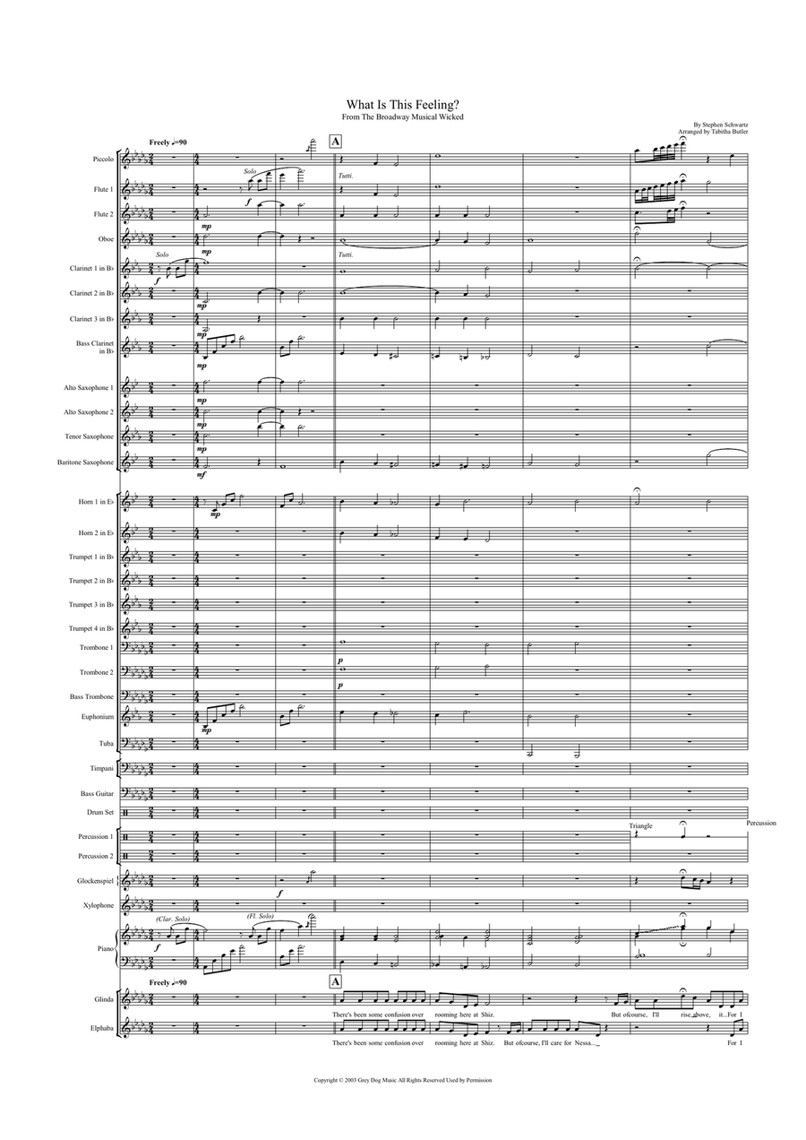What Is This Feeling? - Score Only Concert Band scores gallery preview page 1