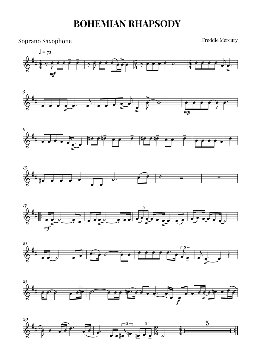 Bohemian Rhapsody Bohemian Rhapsody Woodwind Quartet scores gallery preview page 4