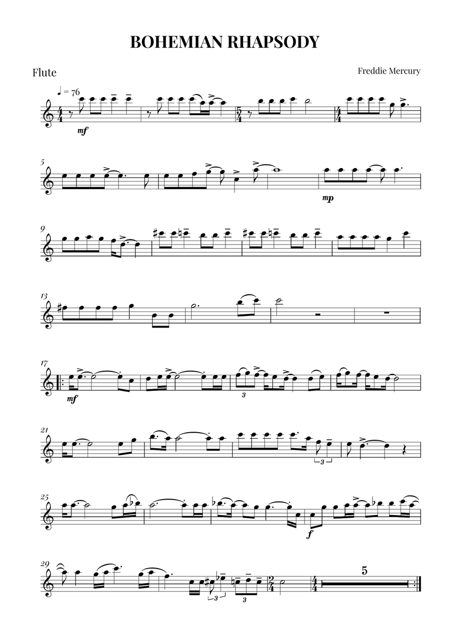 Bohemian Rhapsody Bohemian Rhapsody Woodwind Quartet scores gallery preview page 4
