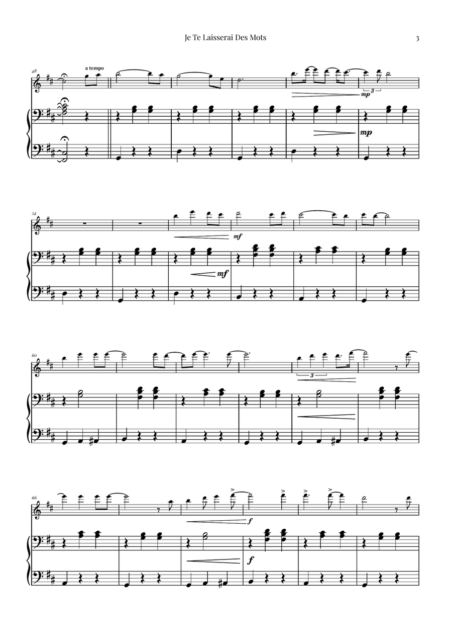 Je Te Laisserai Des Mots Flute Solo scores gallery preview page 3