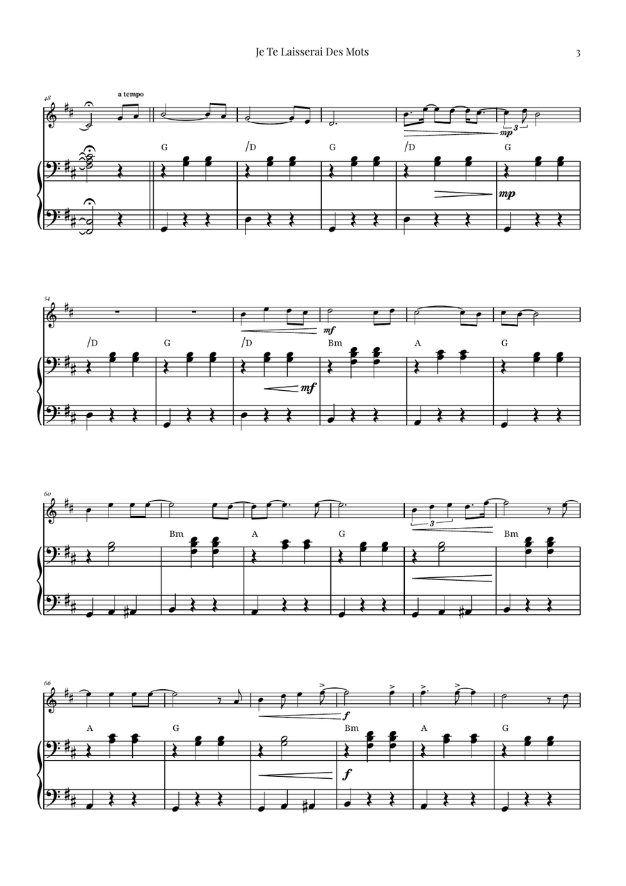 Je Te Laisserai Des Mots Piano scores gallery preview page 3