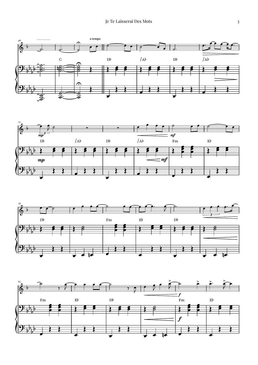 Je Te Laisserai Des Mots Alto Saxophone scores gallery preview page 3