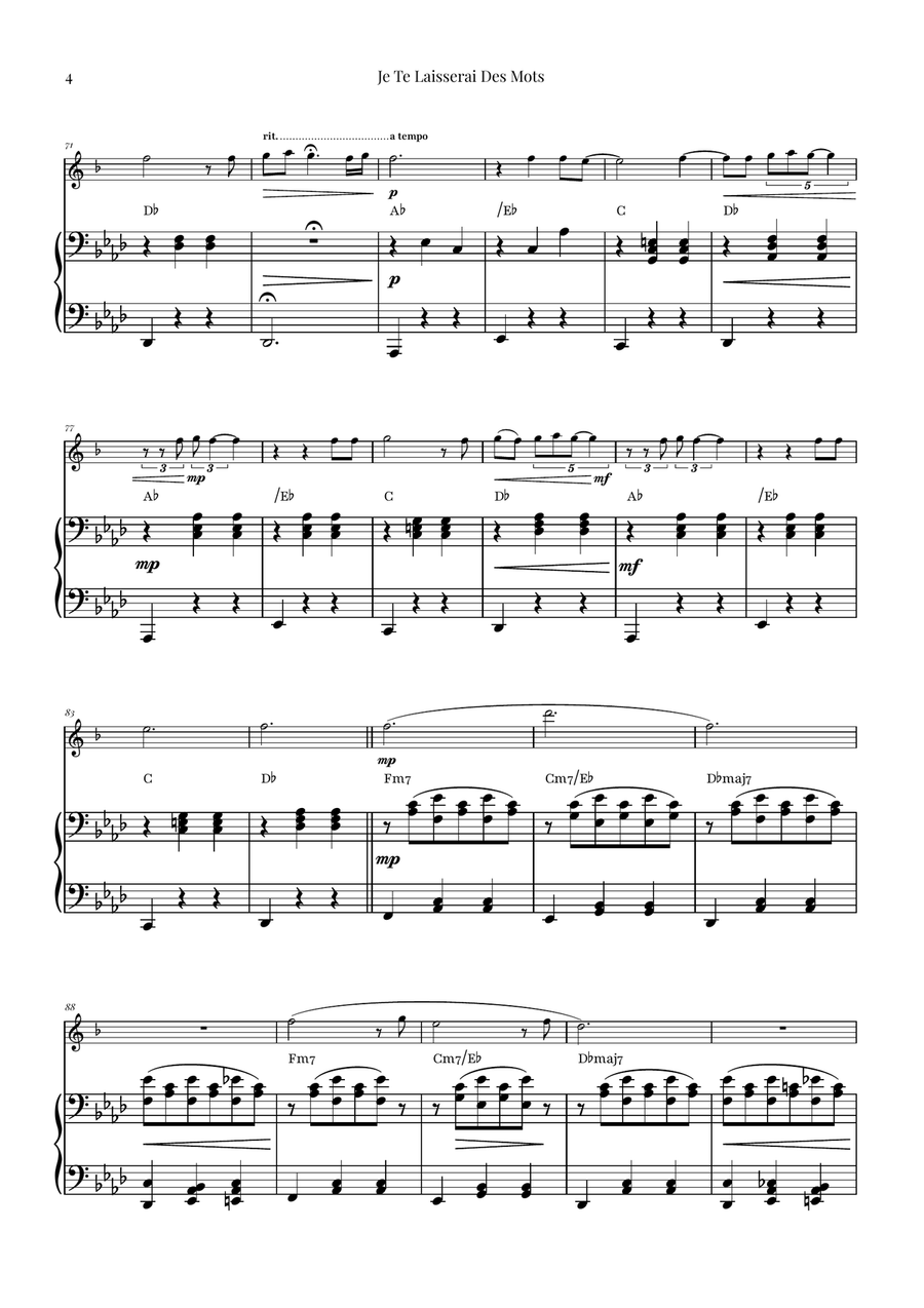 Je Te Laisserai Des Mots Alto Saxophone scores gallery preview page 4