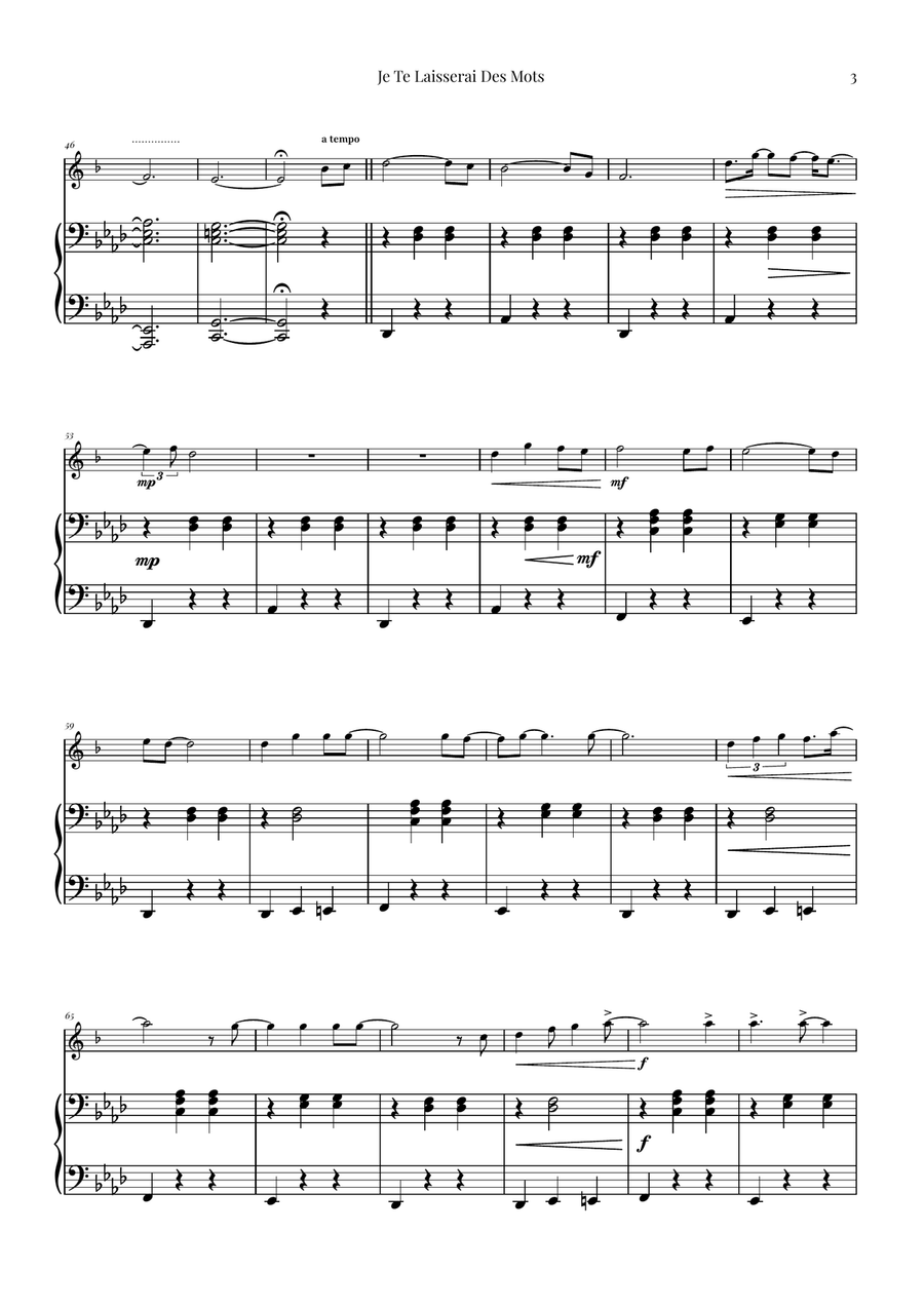 Je Te Laisserai Des Mots Baritone Saxophone scores gallery preview page 3