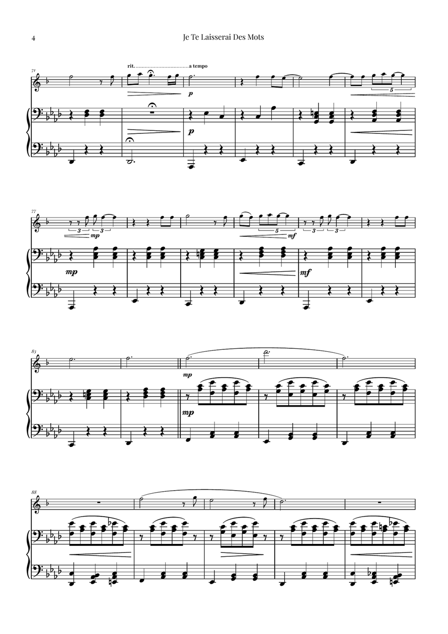 Je Te Laisserai Des Mots Baritone Saxophone scores gallery preview page 4
