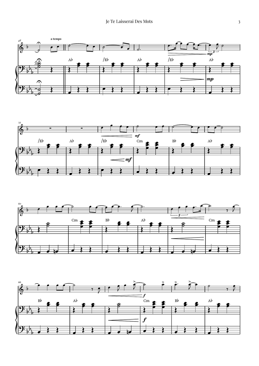 Je Te Laisserai Des Mots Soprano Saxophone scores gallery preview page 3