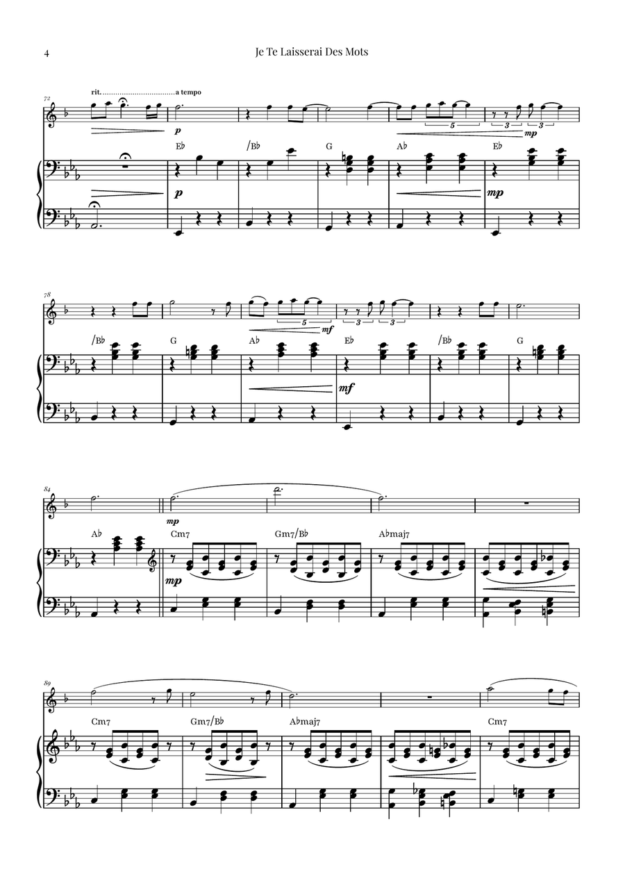 Je Te Laisserai Des Mots Soprano Saxophone scores gallery preview page 4