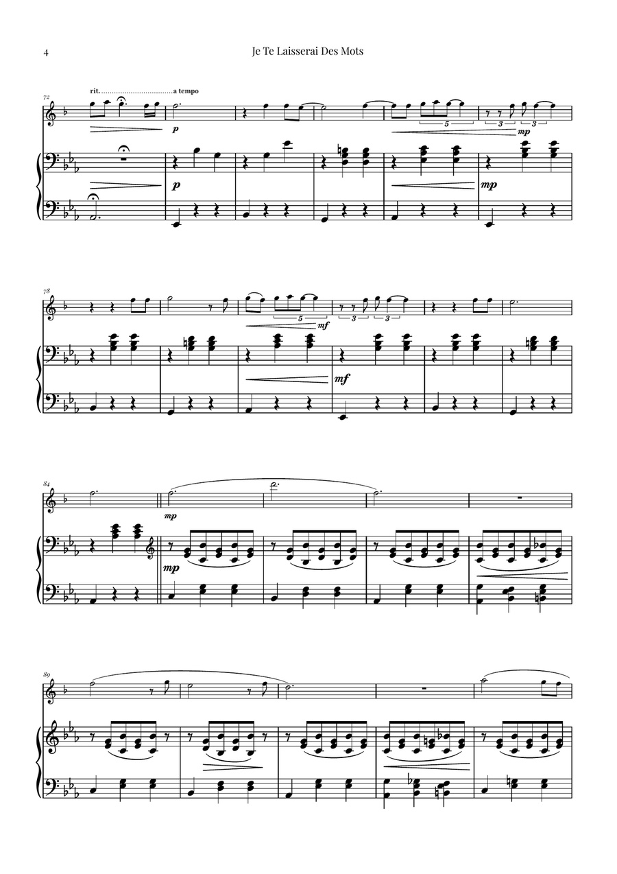 Je Te Laisserai Des Mots Tenor Saxophone scores gallery preview page 4