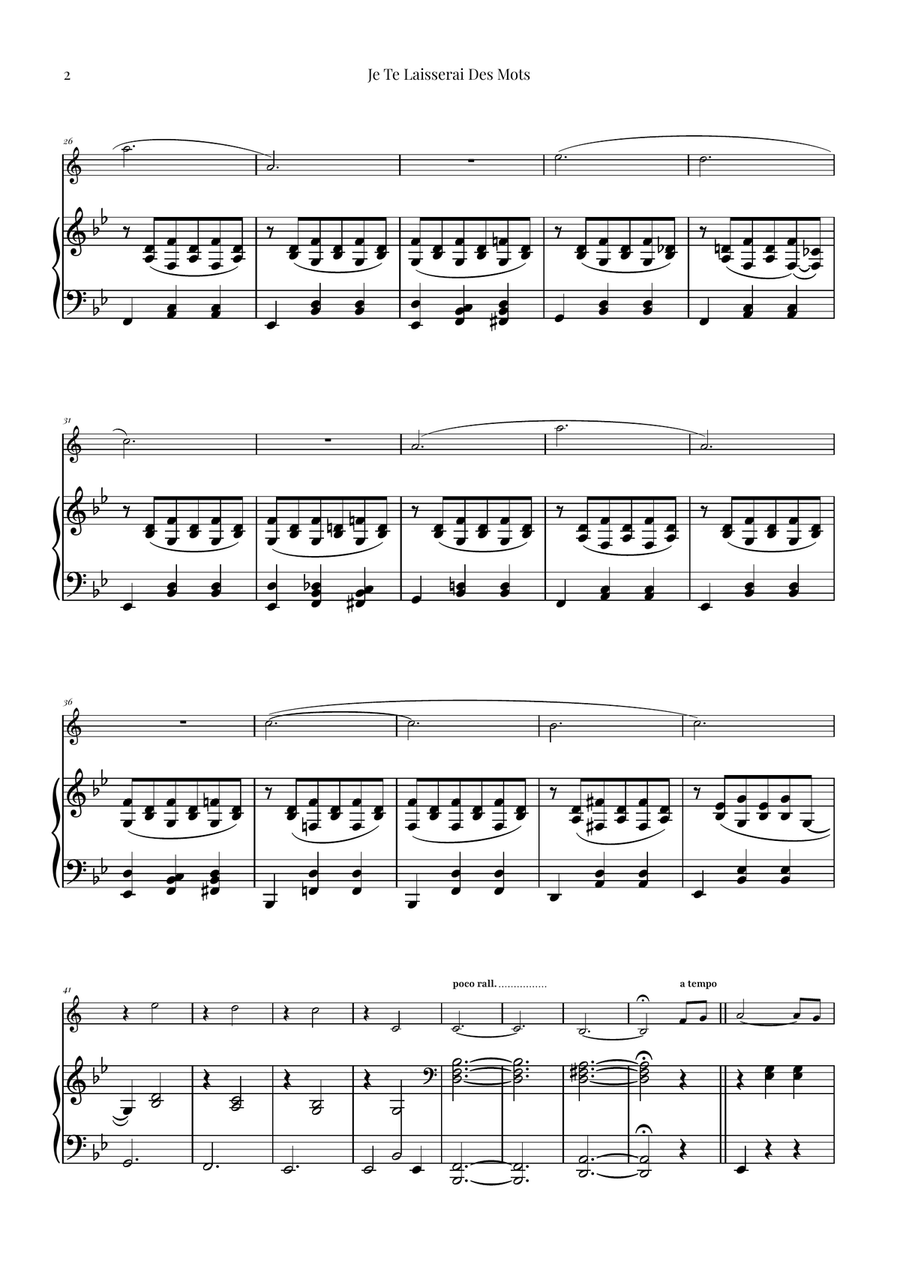 Je Te Laisserai Des Mots B-Flat Trumpet scores gallery preview page 2