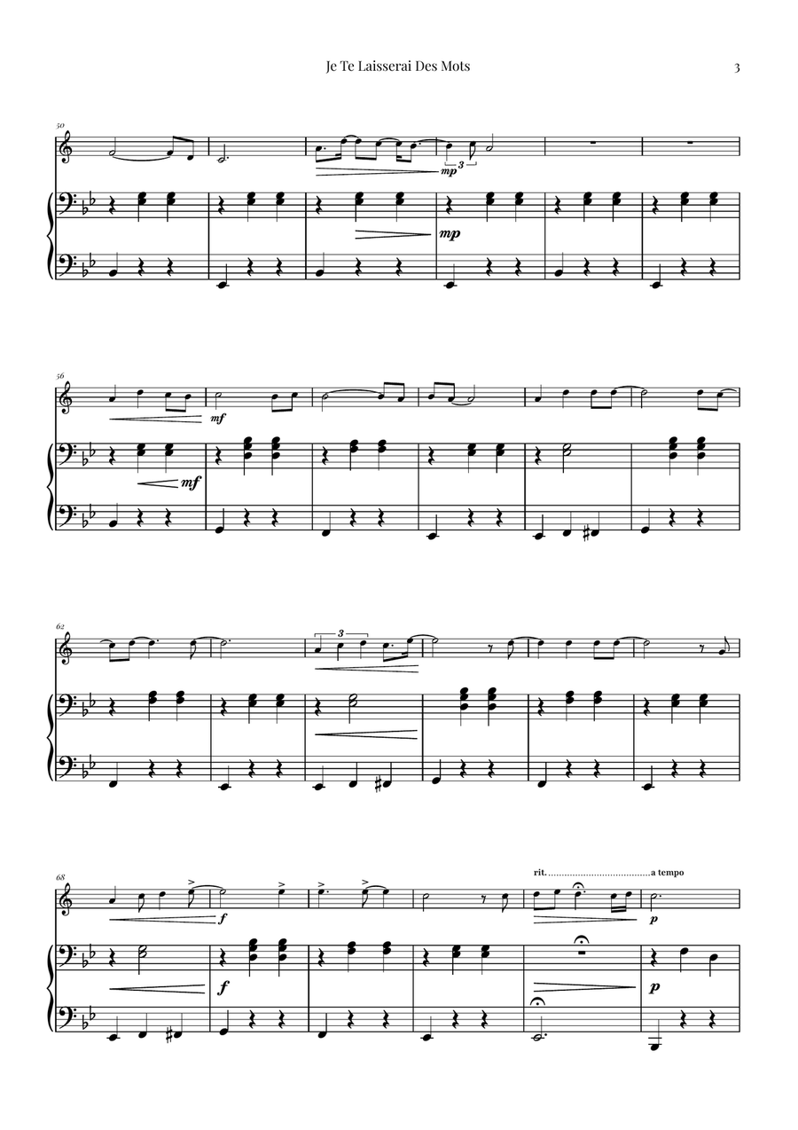 Je Te Laisserai Des Mots B-Flat Trumpet scores gallery preview page 3