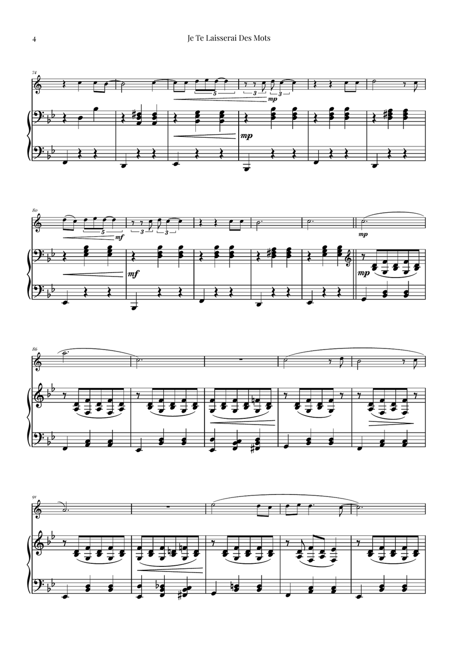 Je Te Laisserai Des Mots B-Flat Trumpet scores gallery preview page 4