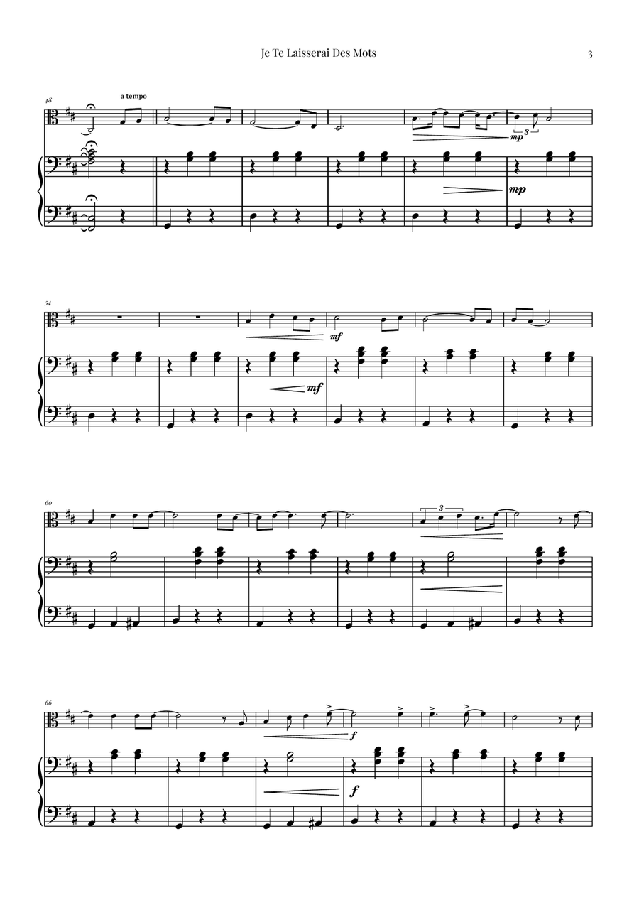 Je Te Laisserai Des Mots Viola scores gallery preview page 3