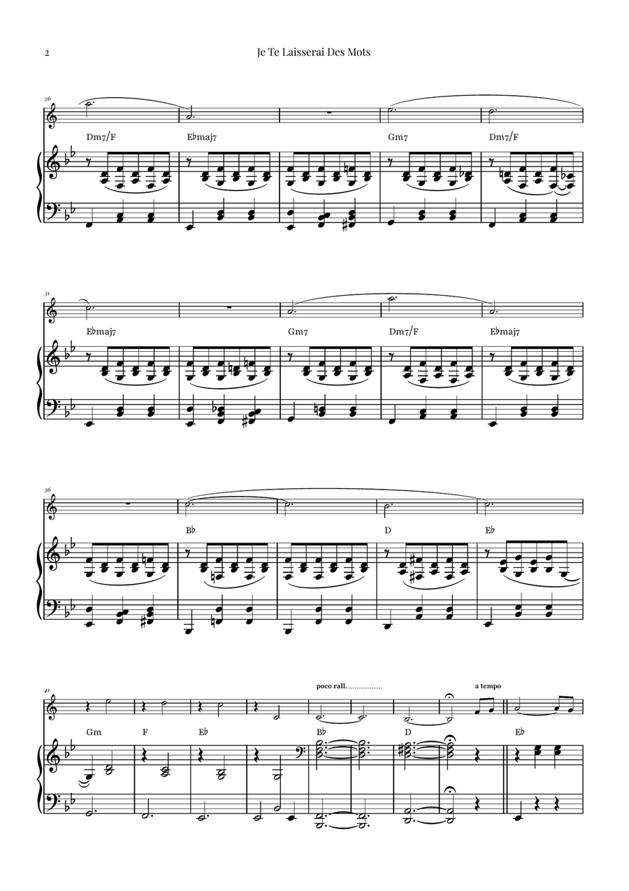 Je Te Laisserai Des Mots B-Flat Trumpet scores gallery preview page 2