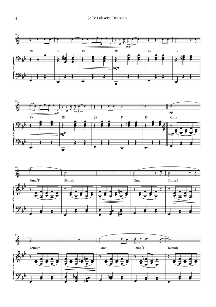Je Te Laisserai Des Mots B-Flat Trumpet scores gallery preview page 4