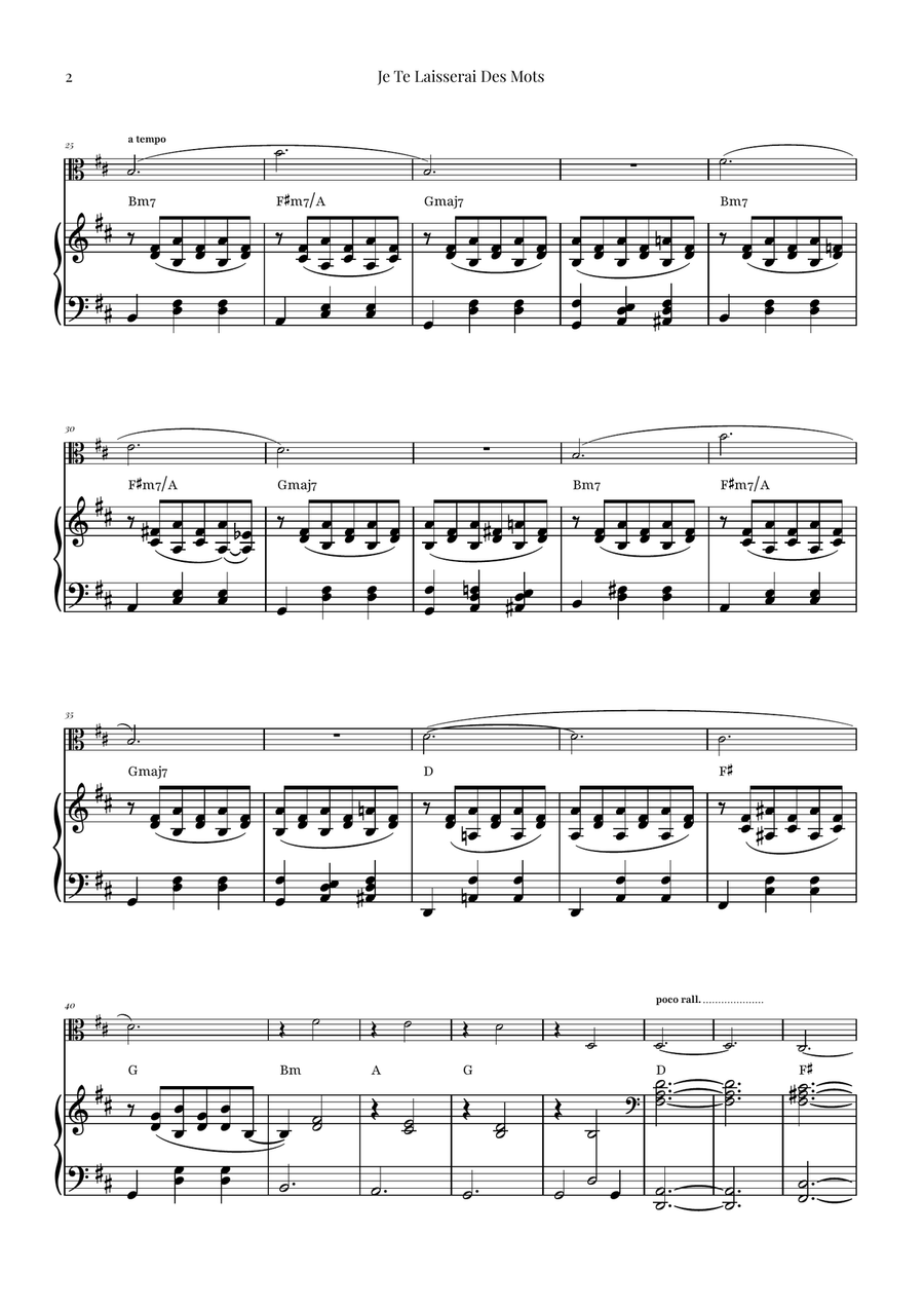 Je Te Laisserai Des Mots Viola scores gallery preview page 2