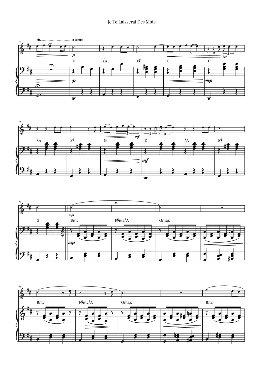 Je Te Laisserai Des Mots Violin Solo scores gallery preview page 4