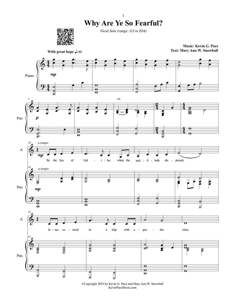 Why Are Ye So Fearful? - sacred music for vocal solo Piano, Vocal scores gallery preview page 2