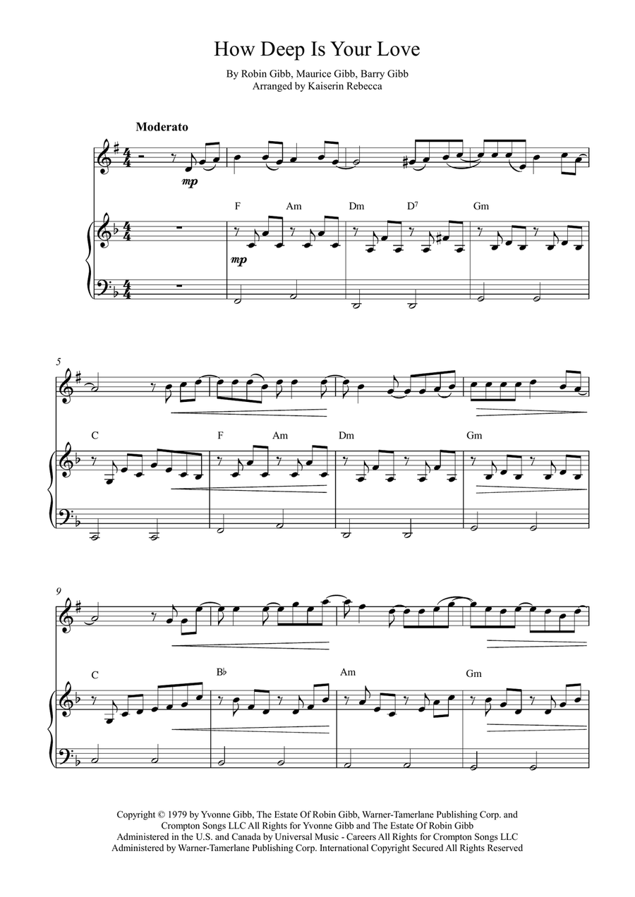 How Deep Is Your Love How Deep Is Your Love Soprano Saxophone scores gallery preview page 1