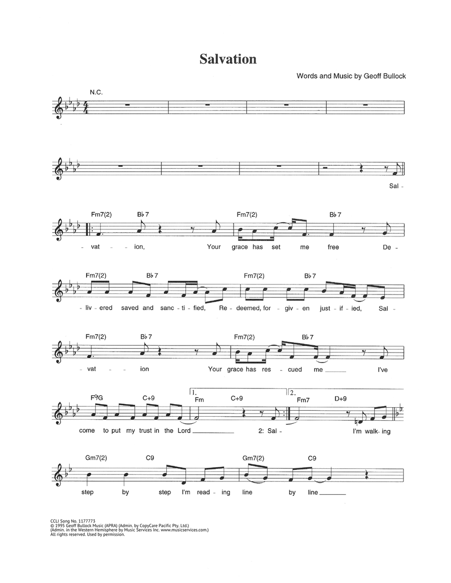 Salvation Salvation Piano scores gallery preview page 1