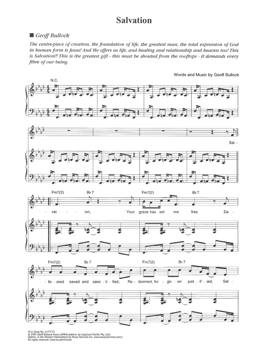 Salvation Salvation Piano, Vocal scores gallery preview page 1