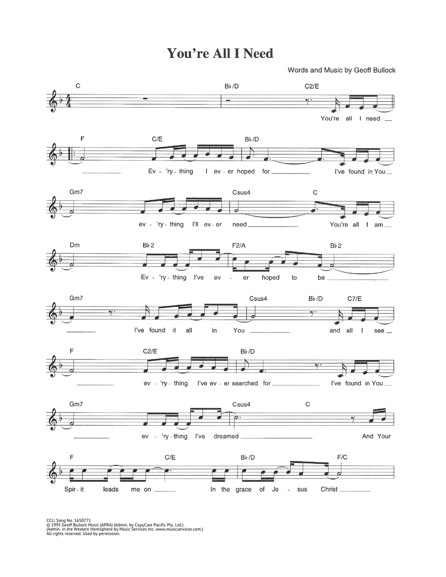 You're All I Need You're All I Need Piano scores gallery preview page 1
