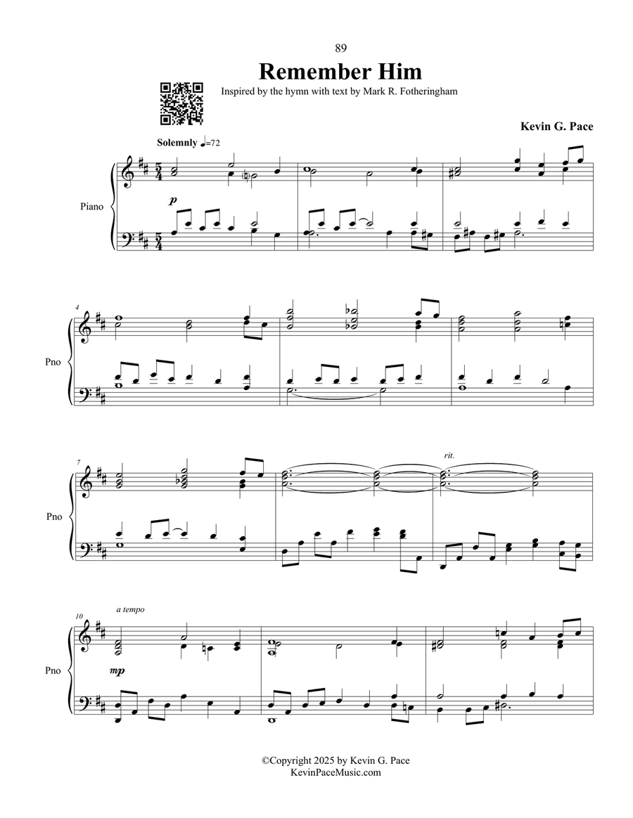 Remember Him, piano solo Remember Him, piano solo Piano Solo scores gallery preview page 2