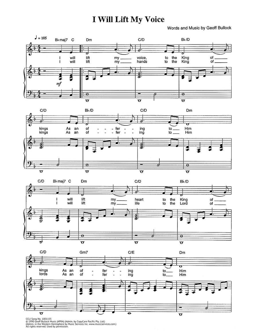 I Will Lift My Voice I Will Lift My Voice Piano, Vocal scores gallery preview page 1
