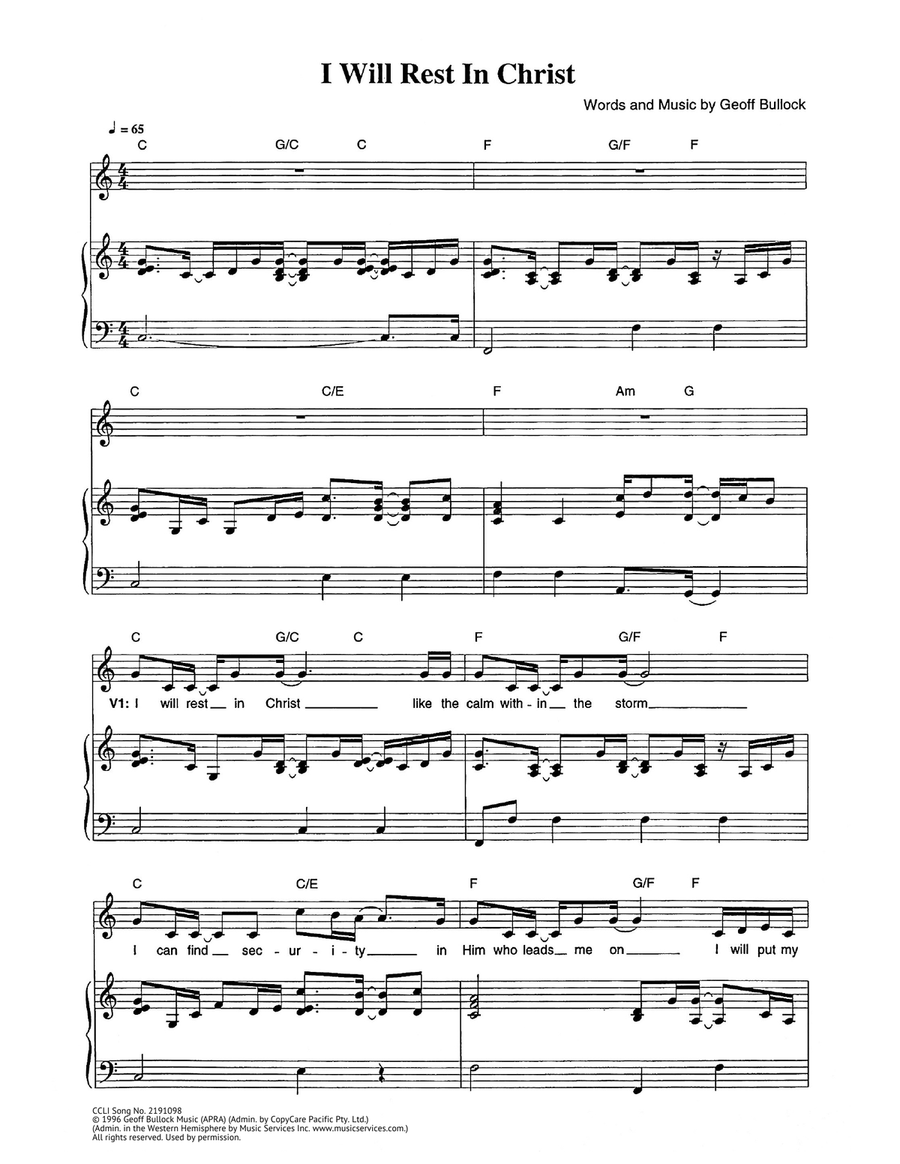 I Will Rest In Christ I Will Rest In Christ Piano, Vocal scores gallery preview page 1