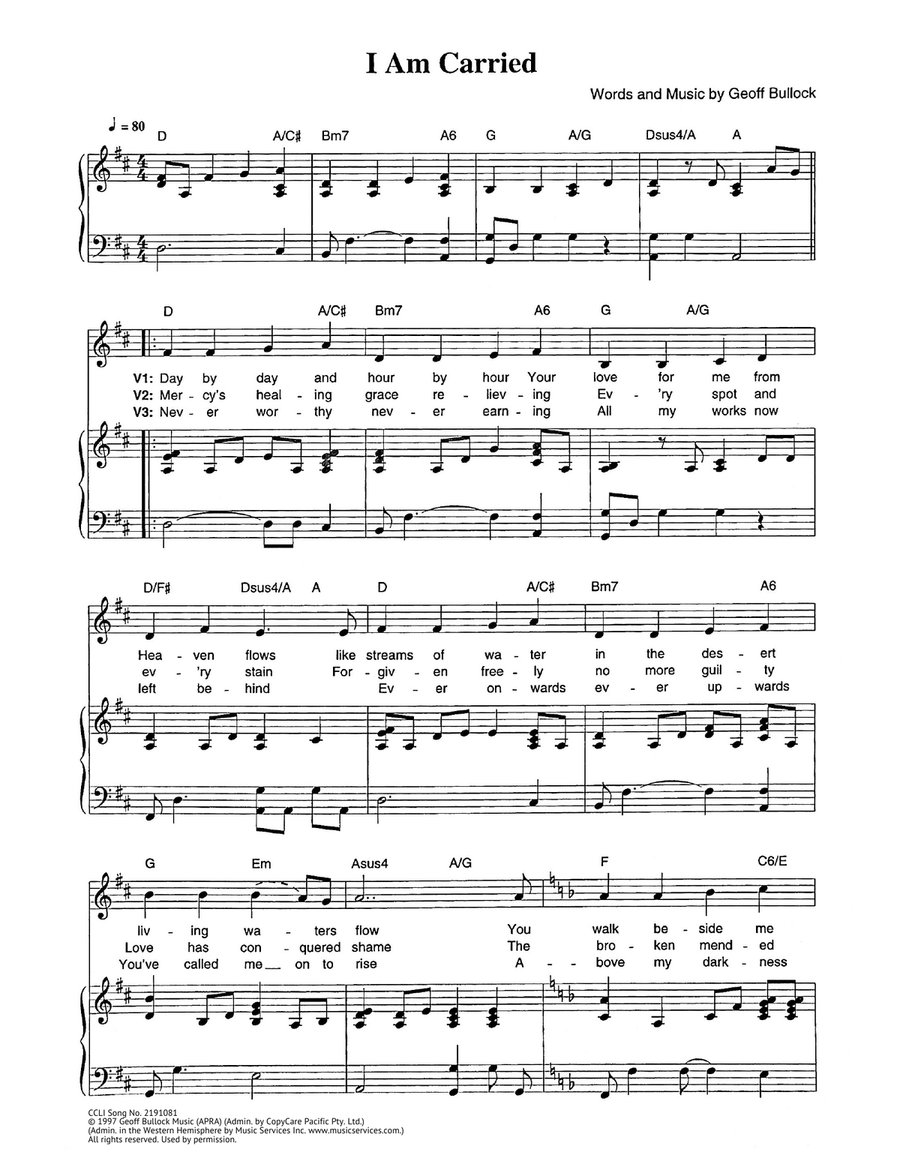 I Am Carried I Am Carried Piano, Vocal scores gallery preview page 1