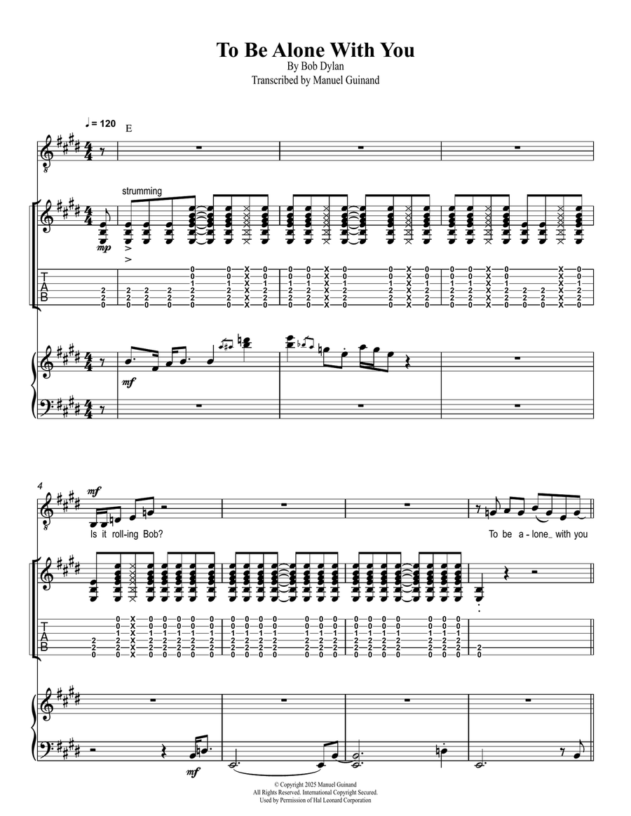 To Be Alone With You To Be Alone With You Piano, Vocal scores gallery preview page 1