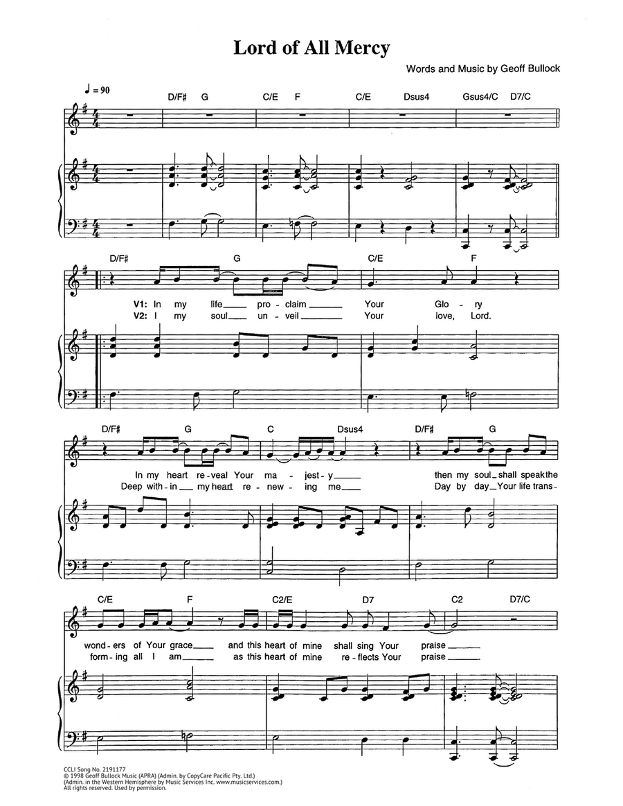 Lord Of All Mercy Lord Of All Mercy Piano, Vocal scores gallery preview page 1