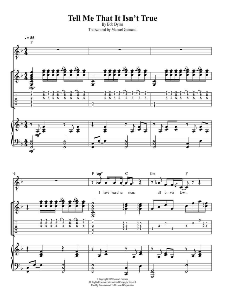 Tell Me That It Isn't True Piano, Vocal scores gallery preview page 1