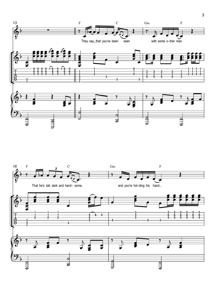 Tell Me That It Isn't True Piano, Vocal scores gallery preview page 3