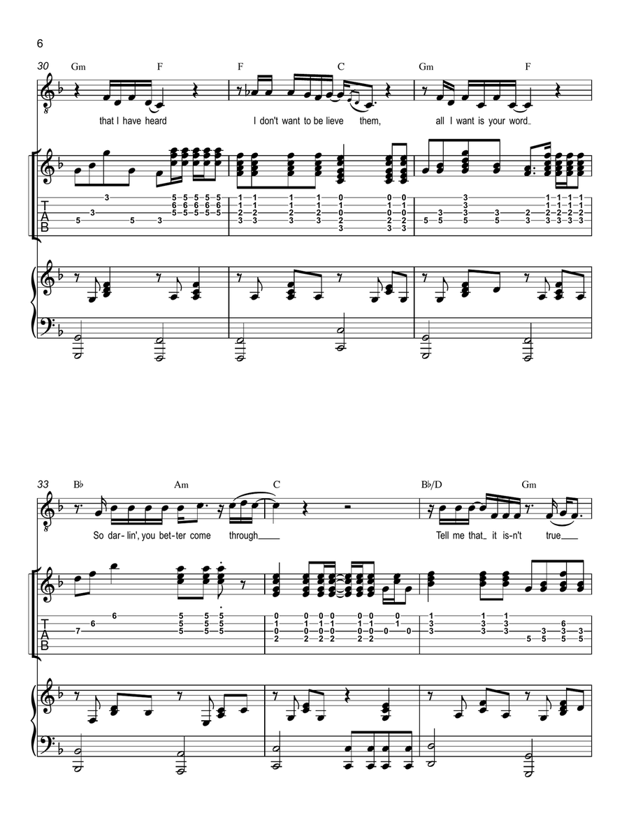 Tell Me That It Isn't True Piano, Vocal scores gallery preview page 6