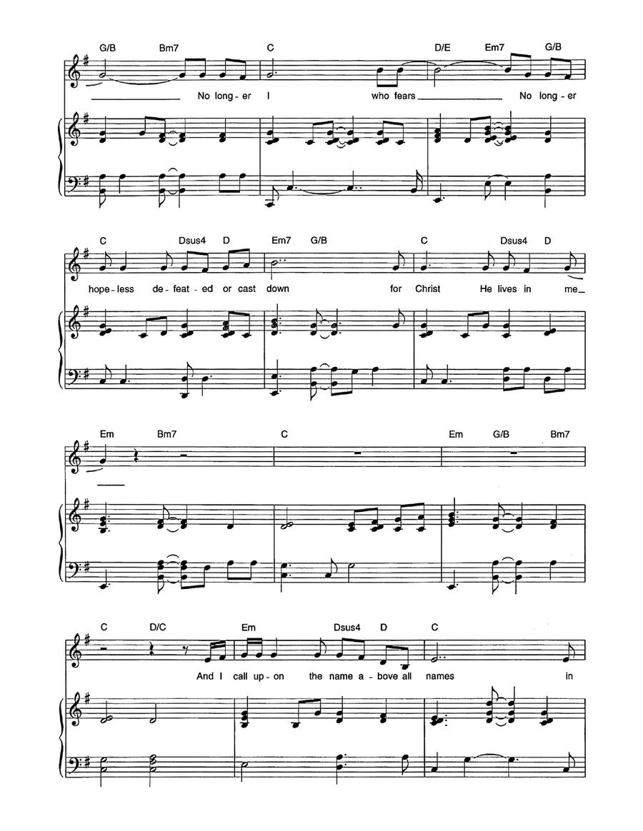 No Longer I No Longer I Piano, Vocal scores gallery preview page 2