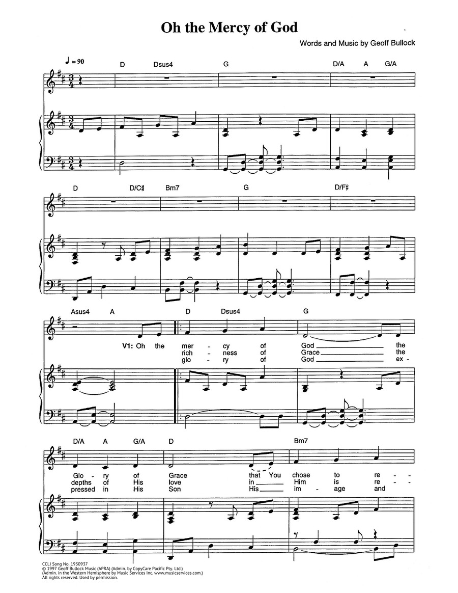 Oh the Mercy of God Oh the Mercy of God Piano, Vocal scores gallery preview page 1