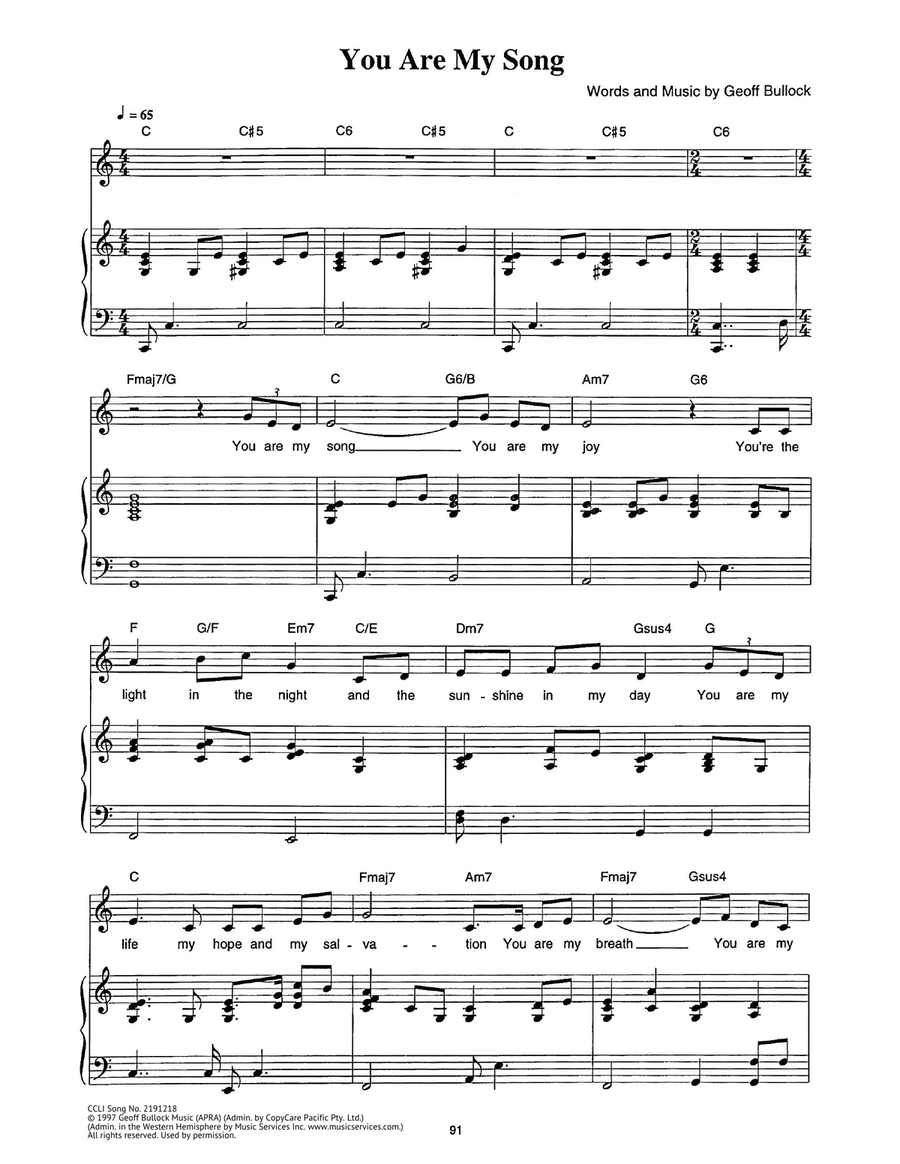 You Are My Song You Are My Song Piano, Vocal scores gallery preview page 1
