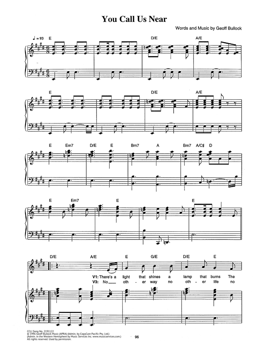 You Call Us Near You Call Us Near Piano, Vocal scores gallery preview page 1