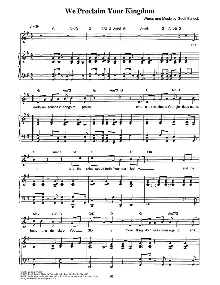 We Proclaim Your Kingdom We Proclaim Your Kingdom Piano, Vocal scores gallery preview page 1