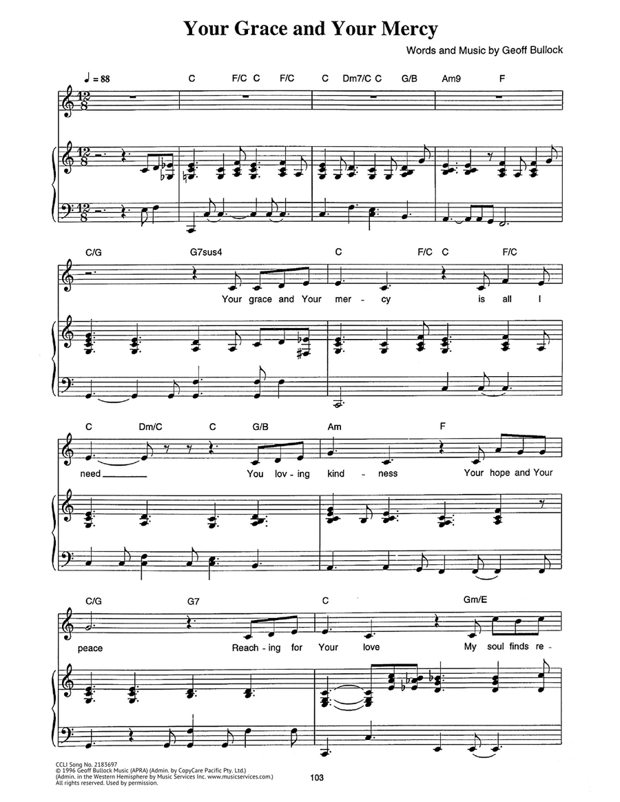 Your Grace And Your Mercy Piano, Vocal scores gallery preview page 1