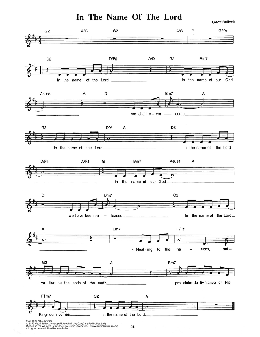 In The Name Of The Lord In The Name Of The Lord Piano scores gallery preview page 1