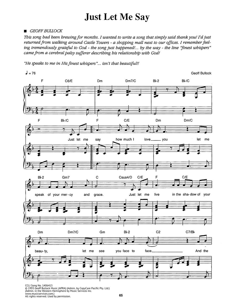 Just Let Me Say Just Let Me Say Piano, Vocal scores gallery preview page 1