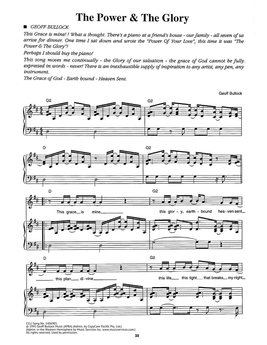 The Power And The Glory The Power And The Glory Piano, Vocal scores gallery preview page 1